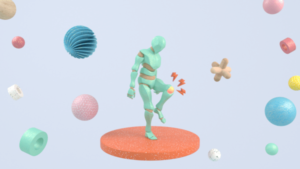 Human-like figure with knee pain.