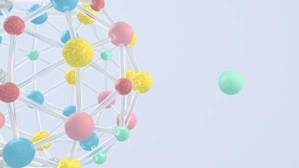Illustration representing social isolation with a single node orbiting outside a network of linked nodes.